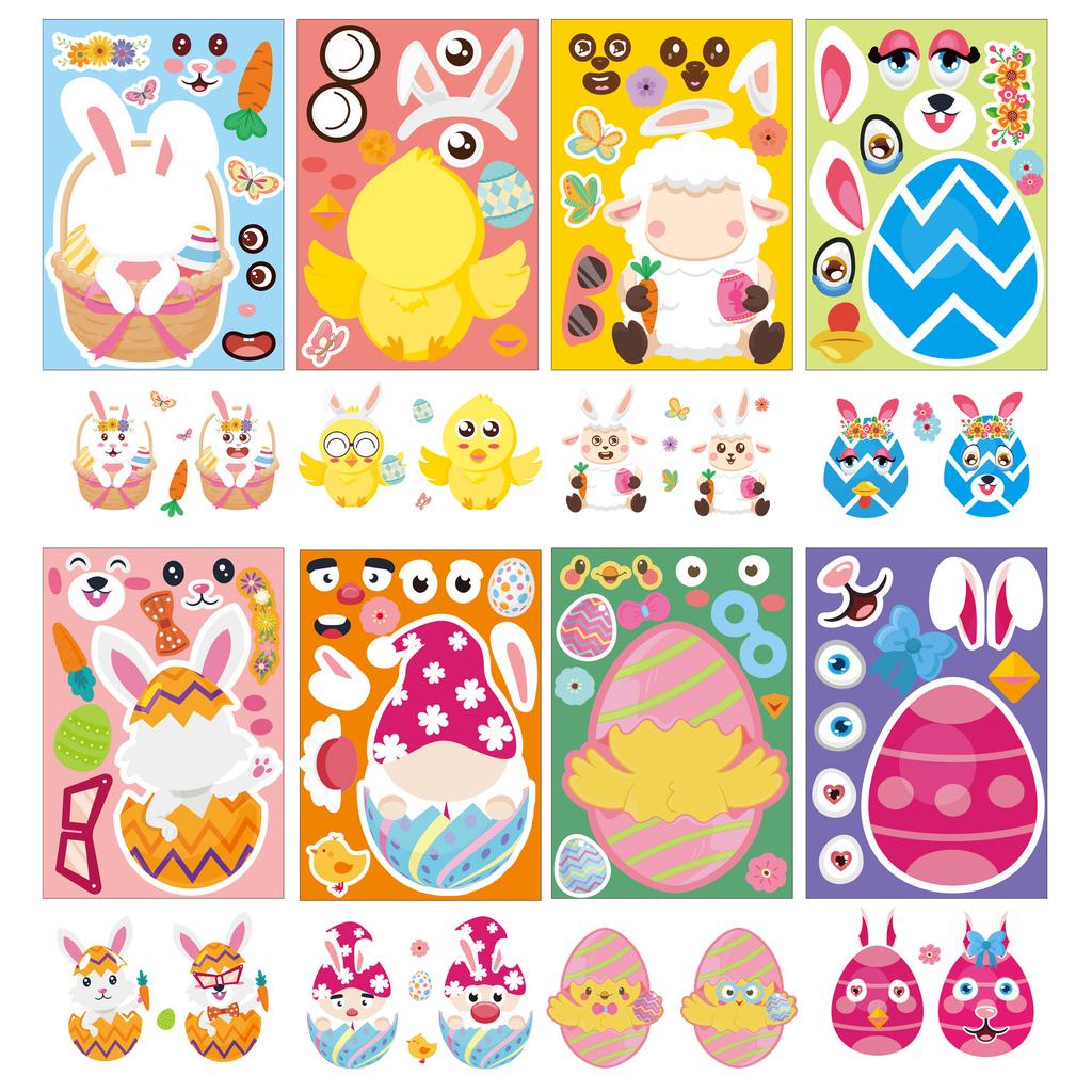 2026 Osterhase Ei Gesichtswechsel Aufkleber DIY Kreative Cartoon Aufkleber für Kinder
