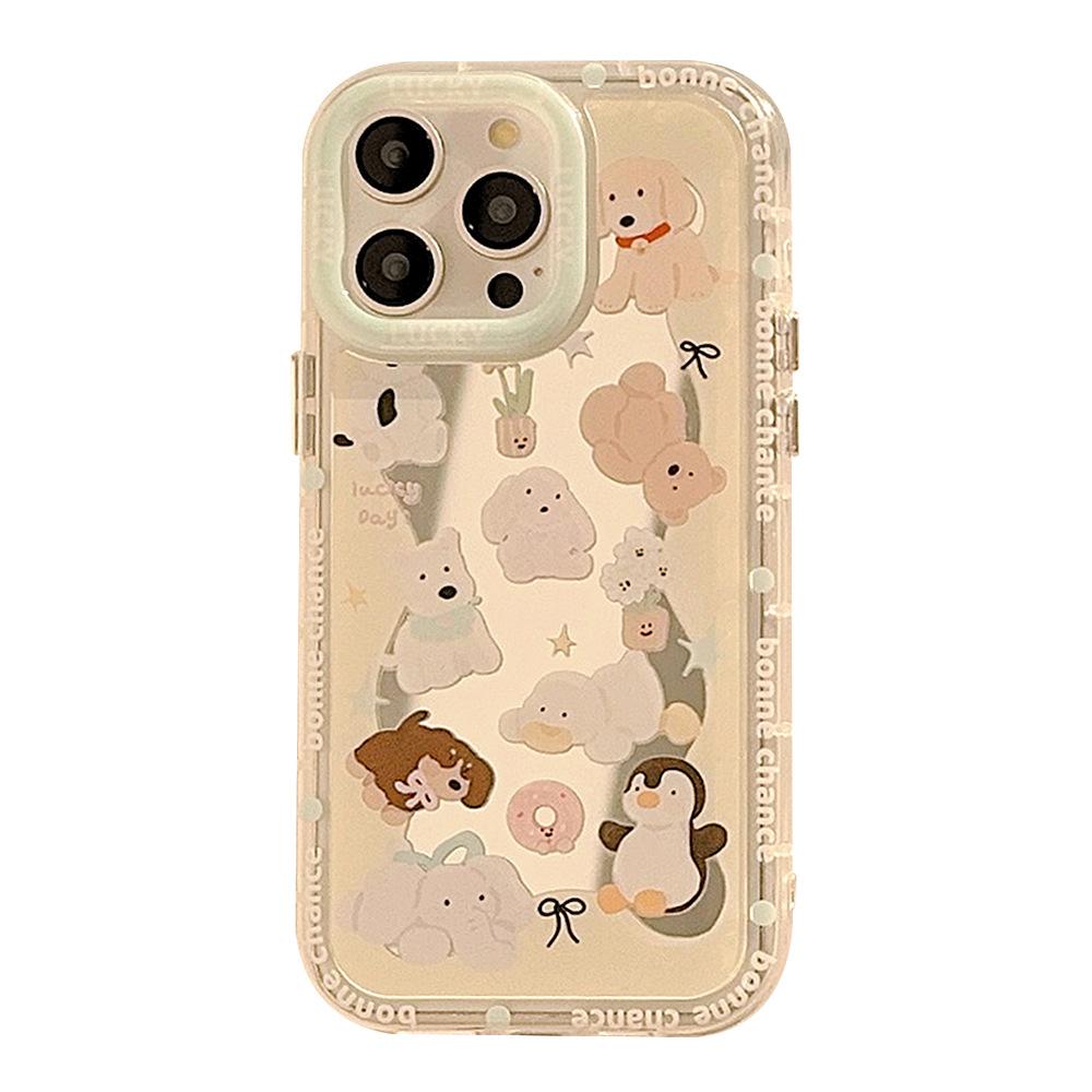 Cute Pet Mirror Suitable for 14ProMax Apple 15 Mobile Phone Case IPhone 16 Fun Cartoon 12 Anti Fall