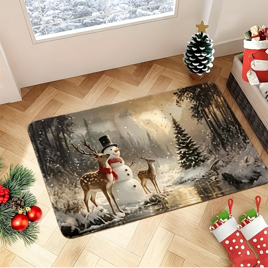 Three Christmas Gnome Print Door Mat Villa Front Entry Patio Sliding Door Home Decor Backyard Seasonal Floor Mat welcome mat