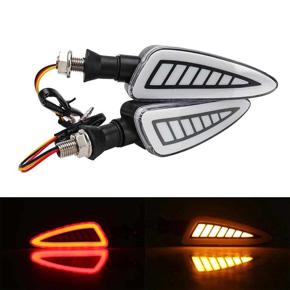 1 Pair Motorcycle LED Turn Signal Lights Dual Colors Flashing Indicator Lights LED License Plate Lamp Daytime Running Light 12V