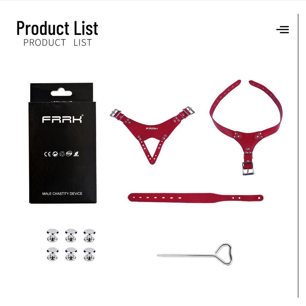 FRRK PU-10 Wearable Chastity Belt Accessories, Wine Red/Black Waistband Buckle for Leather Pants