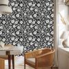 Wallpaper Black and White Flowers Graphite, Gray Background 50x1000