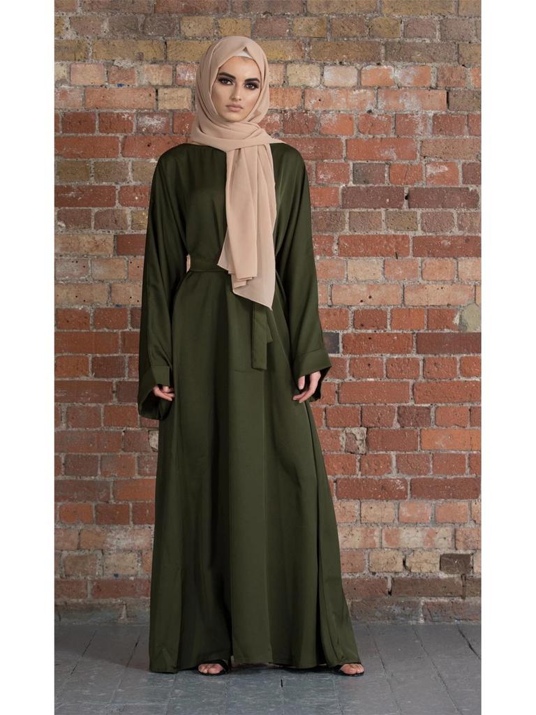 Loriya LR363 Plus Size Enfärgad Lång Morgonrocksklänning för Mellanöstern & Turkiet