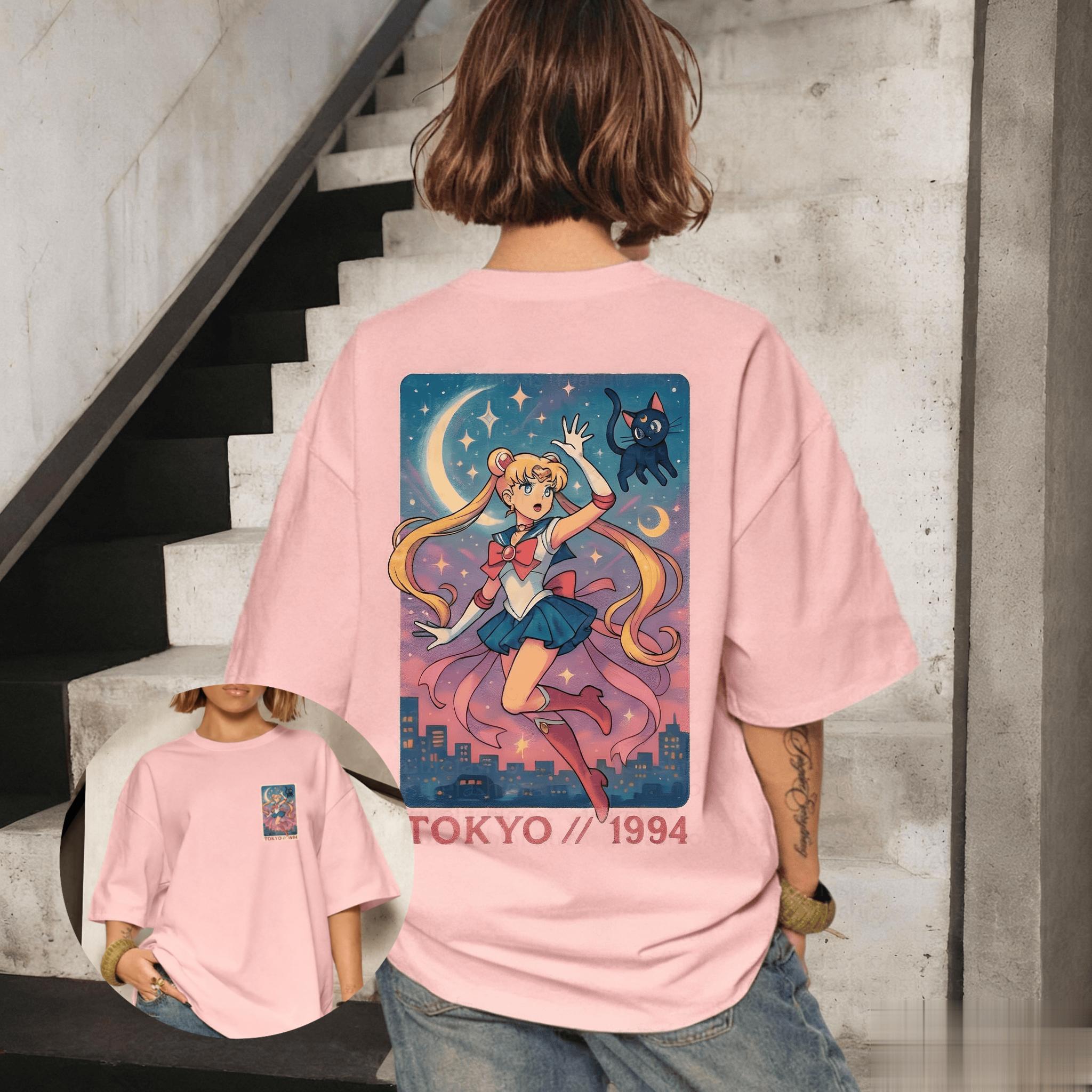 

Summer 2026 Sailor Moon Sailor Moon Tokyo 1994 Retro Illustration Trend 100 Cotton Print Loose Tshirt Male and Female Top S