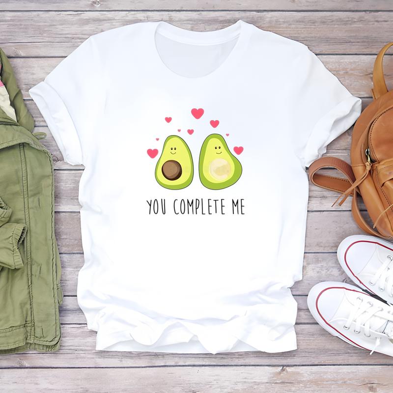 Women's summer T-shirt, cute and fashionable printed pattern, short-sleeve trendy top.