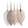 LOVBEAFAS Fashion Wedding Long Earrings Filigree Dipped Unique Natural Real Leaf Earings for Women Fine Jewelry Party Gifts