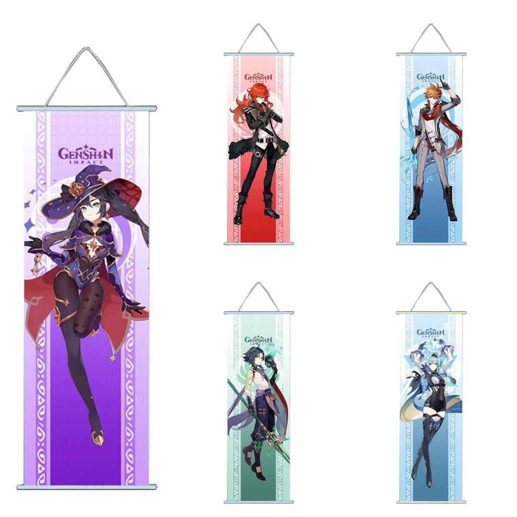 Genshin Impact Hanging Picture Poster Featuring Ganyu Hutao Klee And Venti For Unique Room Decor