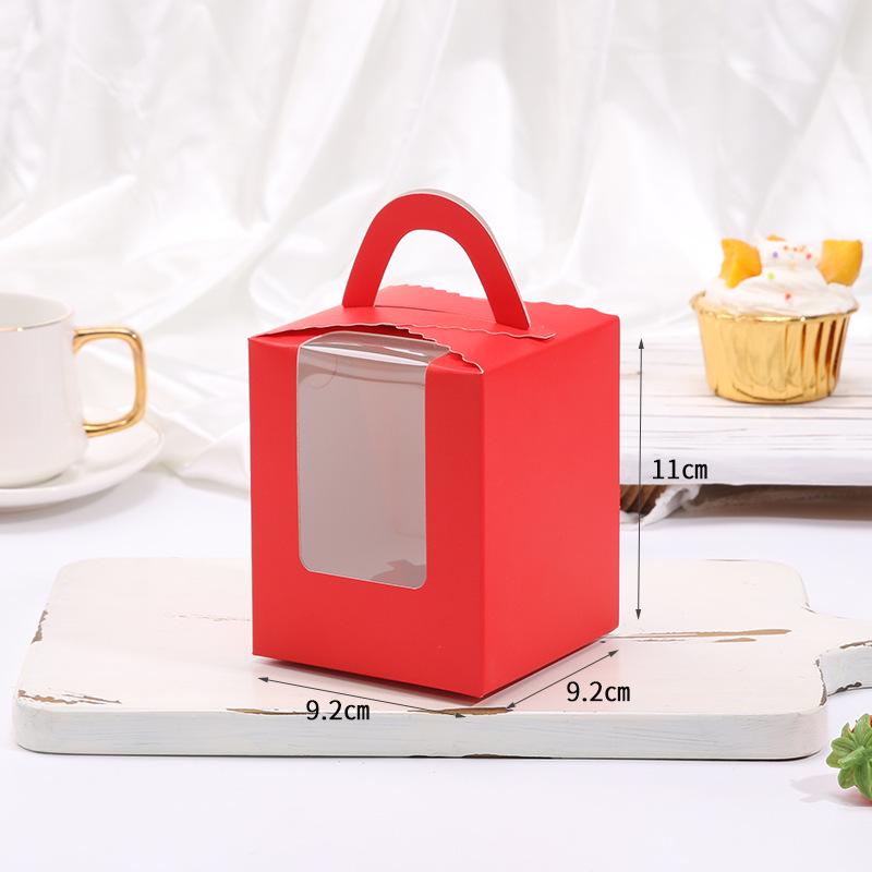 1-Piece Handheld Muffin & Cupcake Box with Transparent Window for Pastry and Dessert