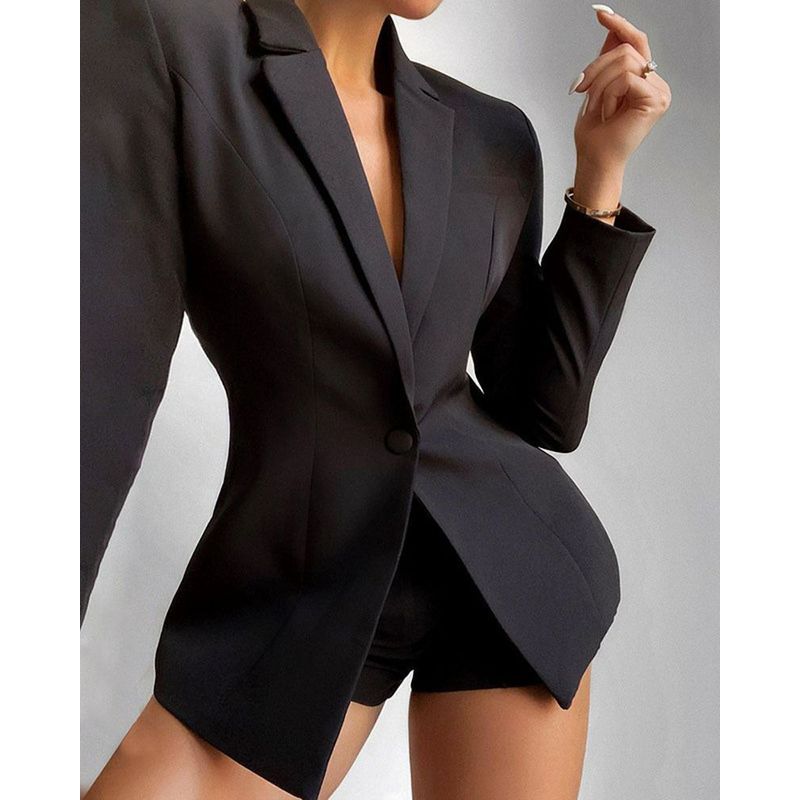 European and American Women's Clothing Fashion Suit Print Shorts Suit Long Sleeve Printed Shorts Suit