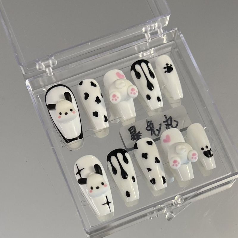 

Patin Dog Milk Tea Cute Kids Wear Armor Handmade Can Be Used Repeatedly Fake Nails Nail Stickers Minimum No.