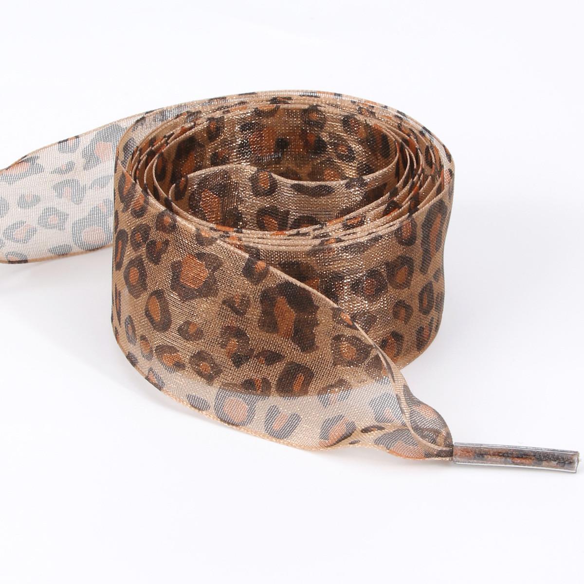 

1 пара женских шнурков шириной 2,5 см из органзы и шифона с леопардовым принтом, длиной 80-160 см, шнурки-бантики для парусиновых кроссовок, шнурки для белой обуви 80cm