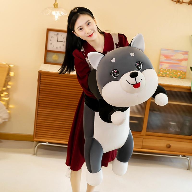 Adorable Husky Plush Toy Large Cuddly Pillow For Girls Soft And Washable