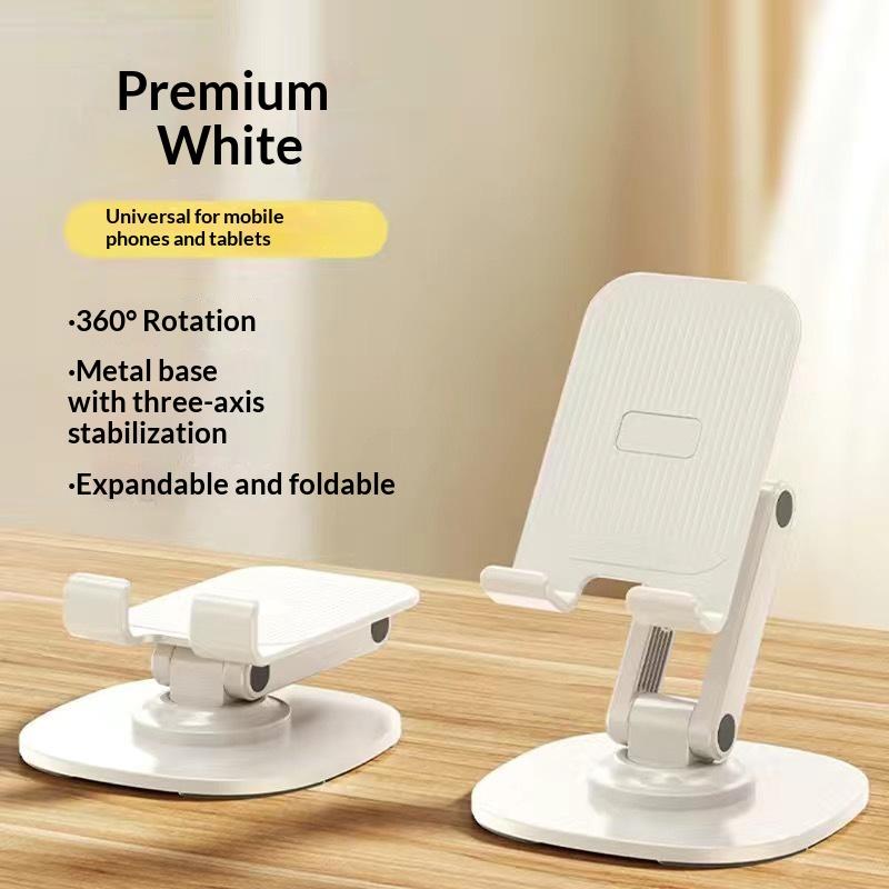 360° Rotating Foldable Desktop Mobile Phone Holder Plastic Stand+Metal Bottom Phone Stand Lazy Universal Tablet Support Stand
