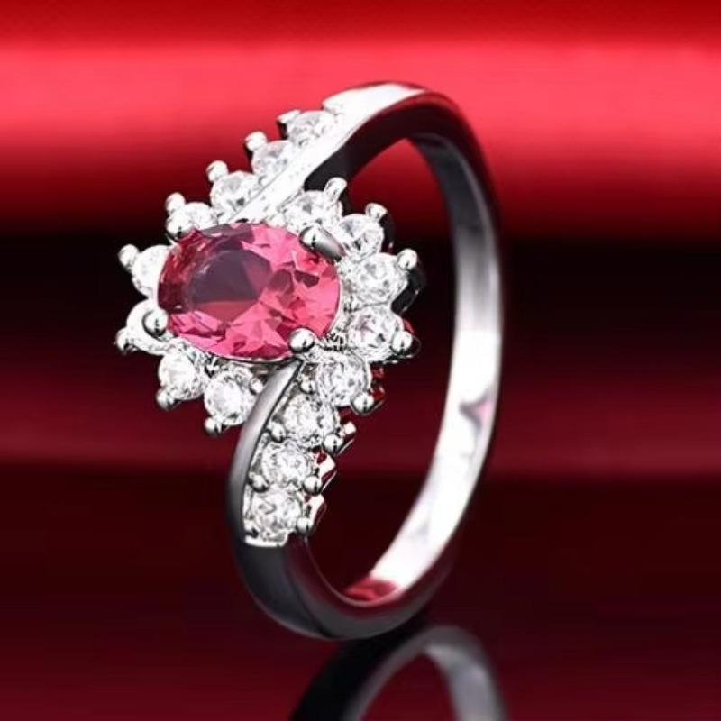Huajie Full Paved Brilliant Zircon Women's Rings Shining Simple Elegant Crystal Circular Eyes Ring Trend
