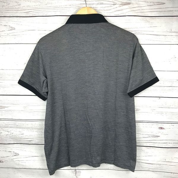 Made In Japan Mila Schon Silk 53 Percent Short Sleeve Polo Shirt Size 48 Black Gray Striped(USED)