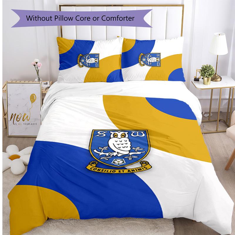 Sheffield Wednesday Football Printed 3 Pieces Bedding Set, Comfortable Skin Friendly Bedroom Duvet Cover Set