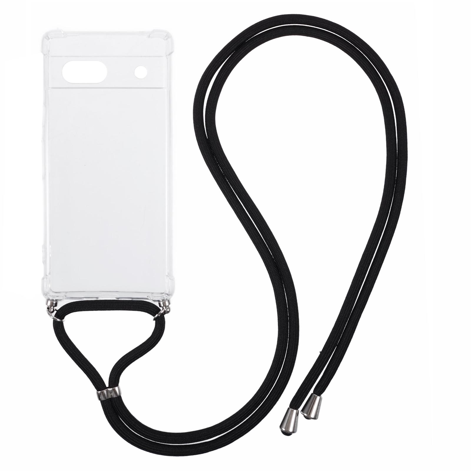 

For Google Pixel 7a Case Reinforced Corner TPU Clear Phone Cover with Lanyard A