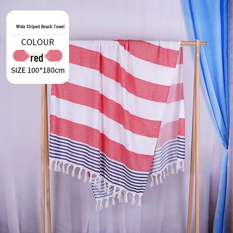 Large & Thick Tassel Turkish Beach Towel – Absorbent, Outdoor Sunscreen Bath Towel
