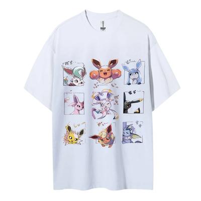 New Pokemon Pikachu Printed Shortsleeved Tshirts for Men Women Adults and Children Pure Cotton Roundneck Loose Top