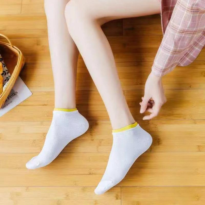 Female Short-tube Colorful Summer Low-cut Simple Thin White Socks and Boat Socks Casual Home