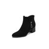 Autumn and winter suede Martin boots women's medium heel large size side zipper comfortable square heel leather boots Korean version of the new me