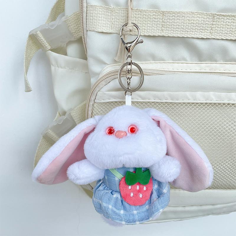Cute Cute Apron Long Ears Rabbit Cartoon Doll Bag Grab Machine Doll Pendant Keychain Plush Doll