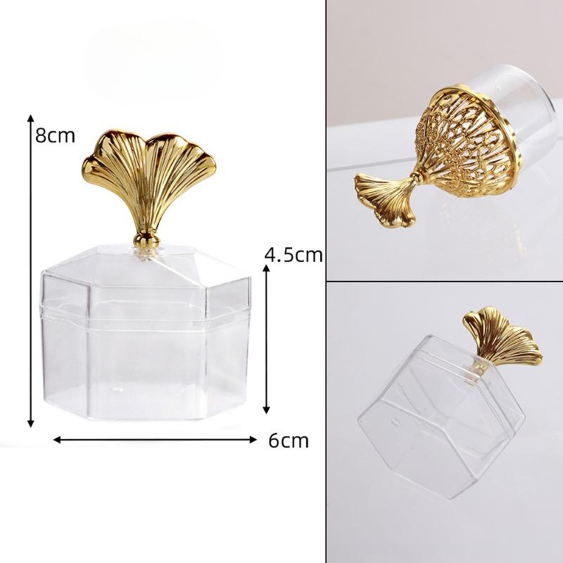 Wedding Candy Box Electroplated Gold Candy Box Transparent Hexagonal Packaging Box Plastic Box