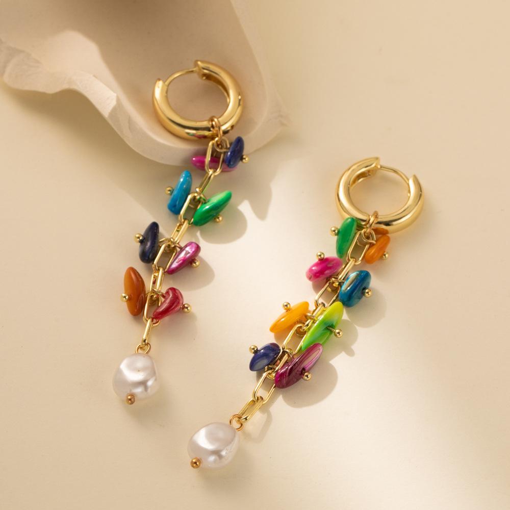 Trendy Irregular Stylish Geometric Earrings With Colorful Stones For Women