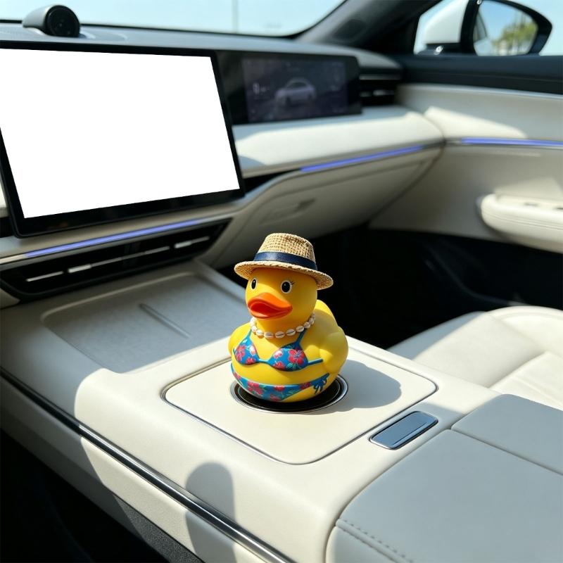 Dashboard Duck Figurine Beach Duck Ornament for Desk Shelf Counter Display with Summer Vacation Style Home Accent