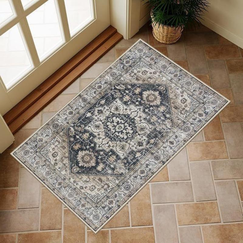 Persian Style Print Modern Entrance Carpet Rug Non-Slip Door Mat for Home Decoration Durable Easy Clean Indoor Outdoor Decorate