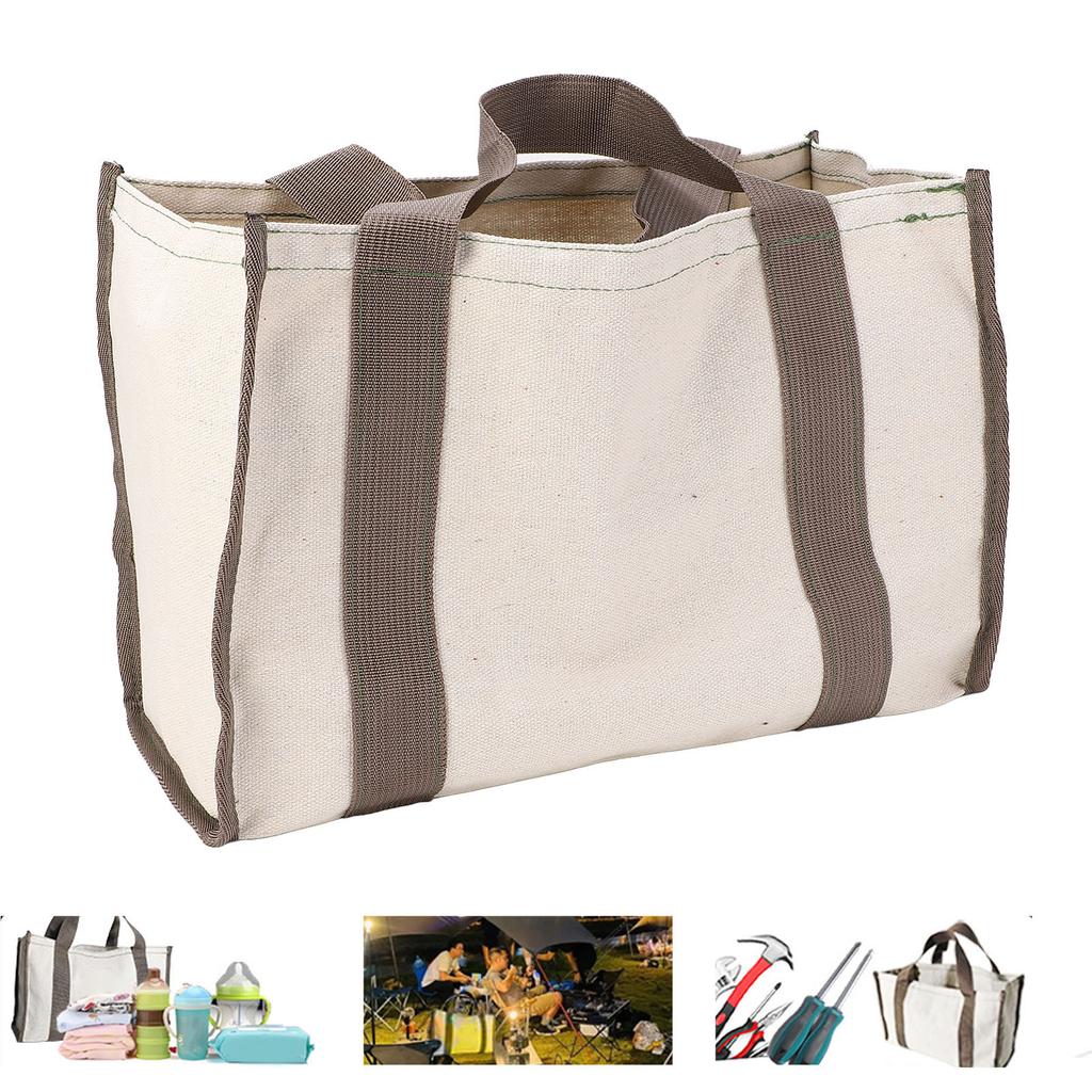 Portable Tool Storage Bag Large Capacity Wide Mouth Canvas Hardware Parts Organizer for Carpenter El