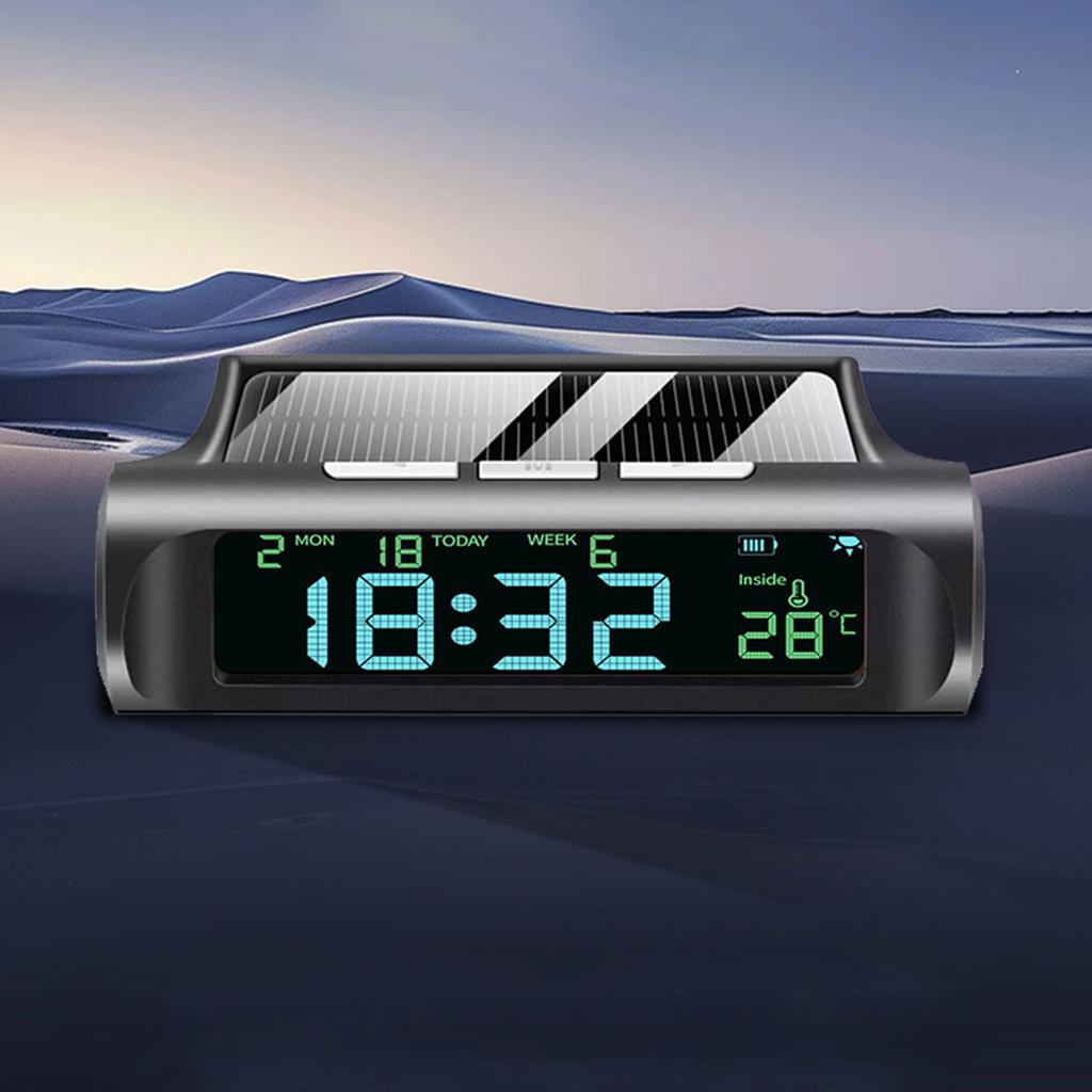 Solar/USB Car Clock with Time/Date/Temperature Display Car Dashboard Digital Clock for Truck Office Home and Outdoor Camping
