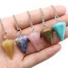 Rose Quartz & Tiger Eye Hexagonal Pyramid Pendulum Agate Crystal Pendant