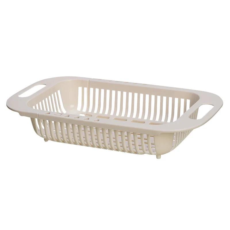 Drain Basket Bowl Rack Kitchen Fruit Basin Storage Sink Retractable