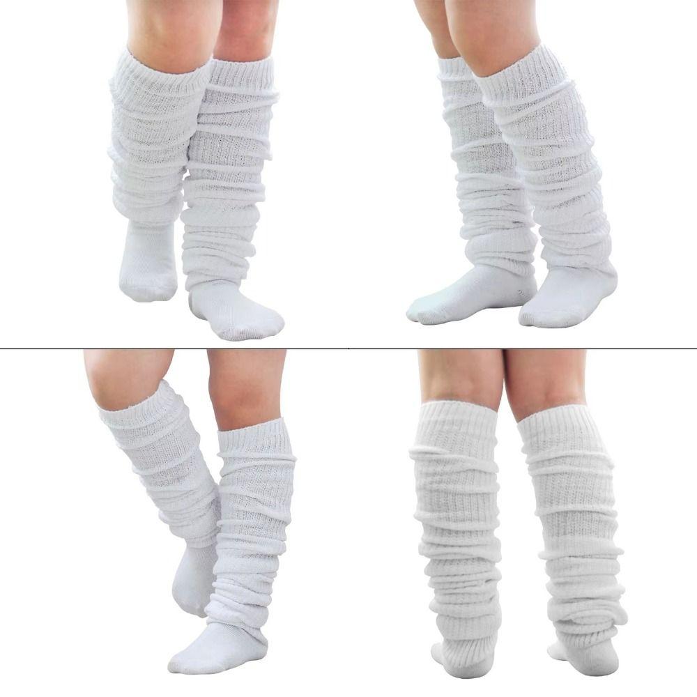 Casual Women Leg Warmers Lolita Knitted Foot Cover Fashion White Loose Socks  Cosplay Socks