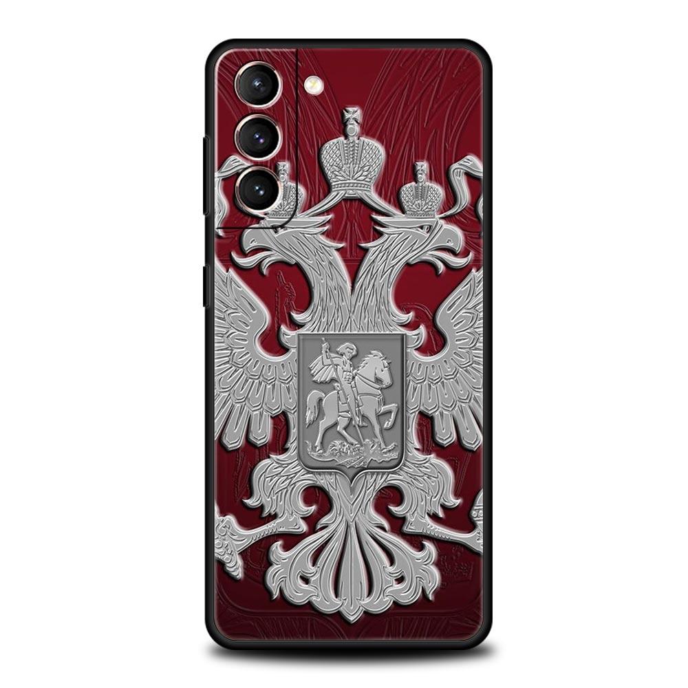 Phone Case For Samsung Galaxy S23 S22 Ultra S20 S21 FE 5G S10 S9 Plus S10E S8 Note 20 Black Cover Russia Russian Flags Emblem