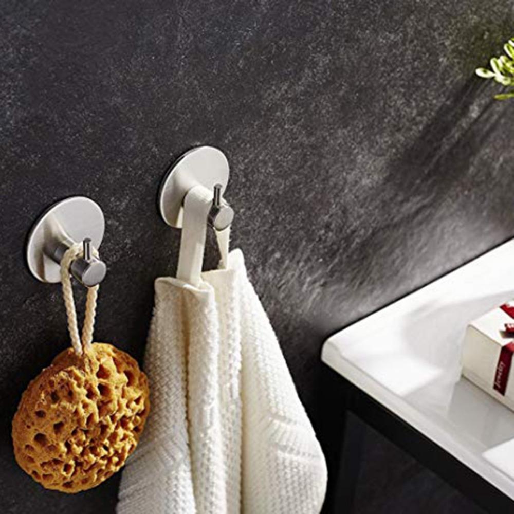Towel Holder 4Pcs/Set Bathroom Self Adhesive Wall Hook For Towel Robe Brushed Stainless Steel Wall Rack Hanger Towel Rack 5cm