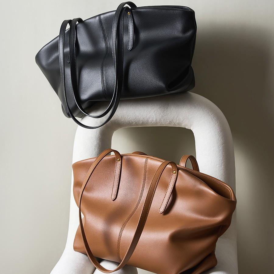 Fashion Leather Large Tote Bag 2025 New Genuine Leather Shoulder Bag Versatile Textured Shoulder Underarm Bag