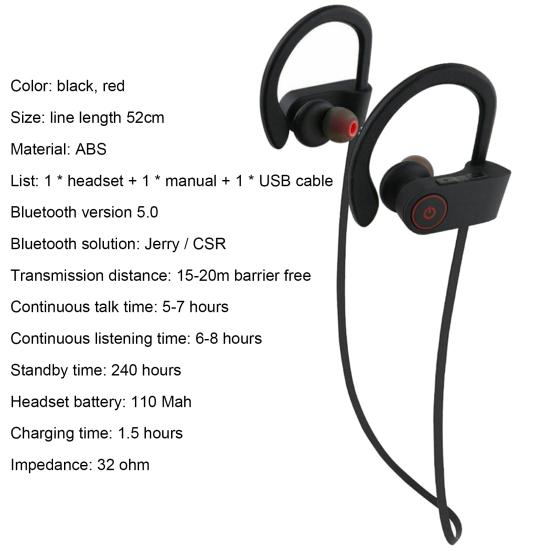 U8 Sluchátko kompatibilní s Bluetooth Multipointové připojení Vodotěsné Vestavěný mikrofon Dotykové ovládání Sportovní sluchátko pro sport