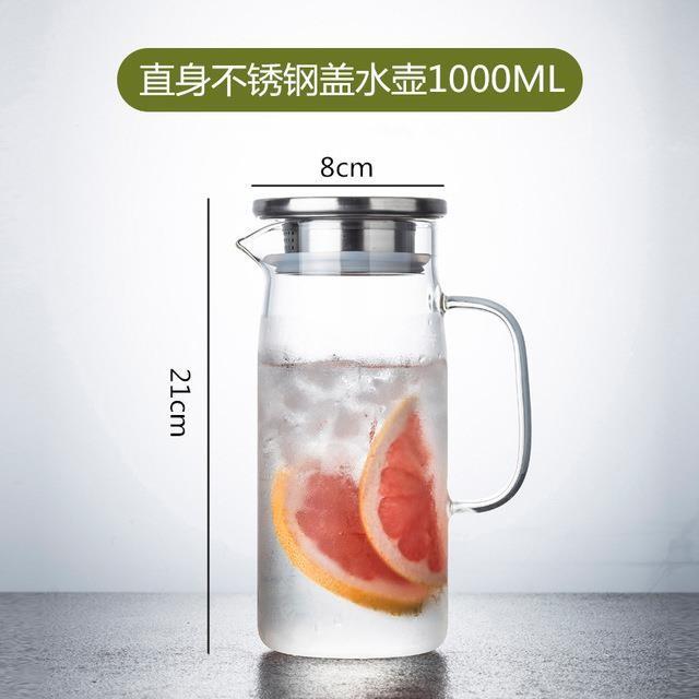 1000ml glass pitcher cold water pitcher jug with stainless steel lid cap cover 1000-1500ml чистый