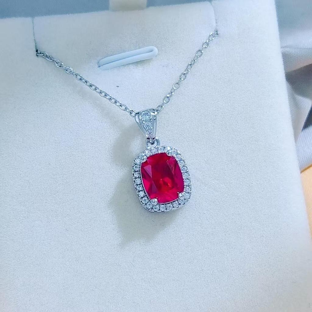 European & American Sapphire-Inspired Jewelry Set: Versatile Necklace, Ring & Earrings Adorned with Full Diamonds for Women.