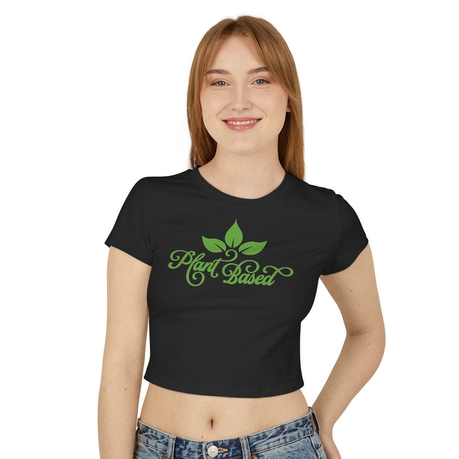 Plant Based T-shirt, Women s midriff tee, crop top tee XL