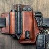 1pc Tool Pocket PU Multifunctional Storage Wear Resistant Durable Retro Outdoor Sports Pocket Tool Leather Case Flashlight Cover