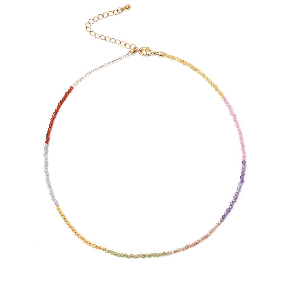 Bizmix Rainbow Crystal Bl255N1122 Women's Choker Bead Necklace
