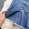 Fishtail Skirt, Half Skirt Female Denim Skirt Type A Fashion Medium And Long Split A-Shaped One-Step Wrap Skirt