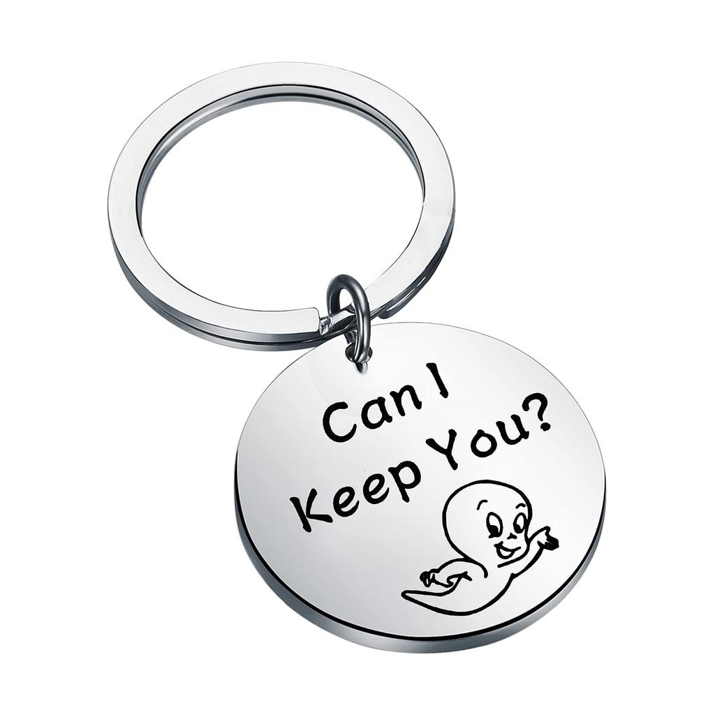 Halloween Ghost Stainless Steel Keychain Can I Keep You Design Cute Cartoon Style Practical Party Backpack Pendant