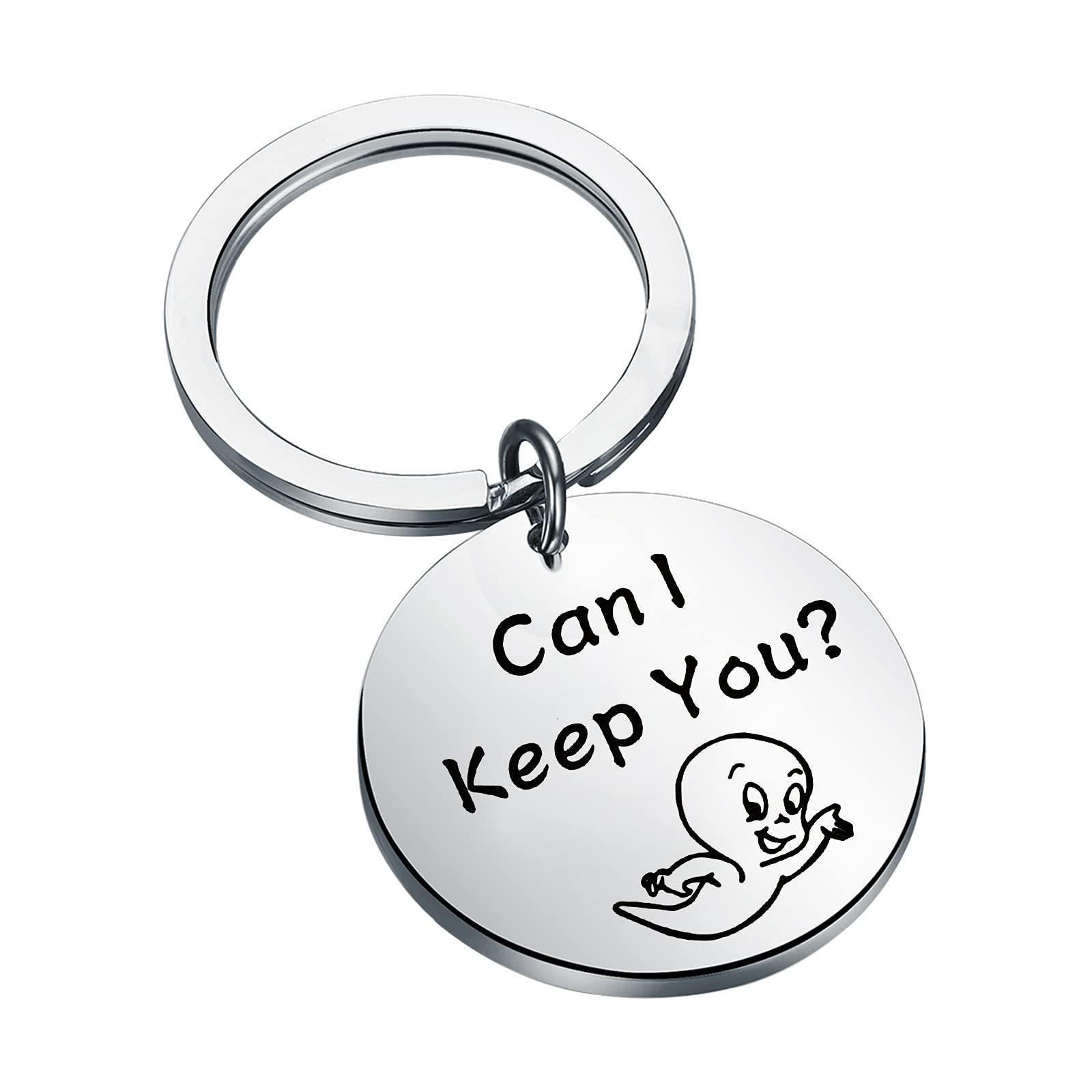 

Halloween Ghost Stainless Steel Keychain Can I Keep You Design Cute Cartoon Style Practical Party Backpack Pendant