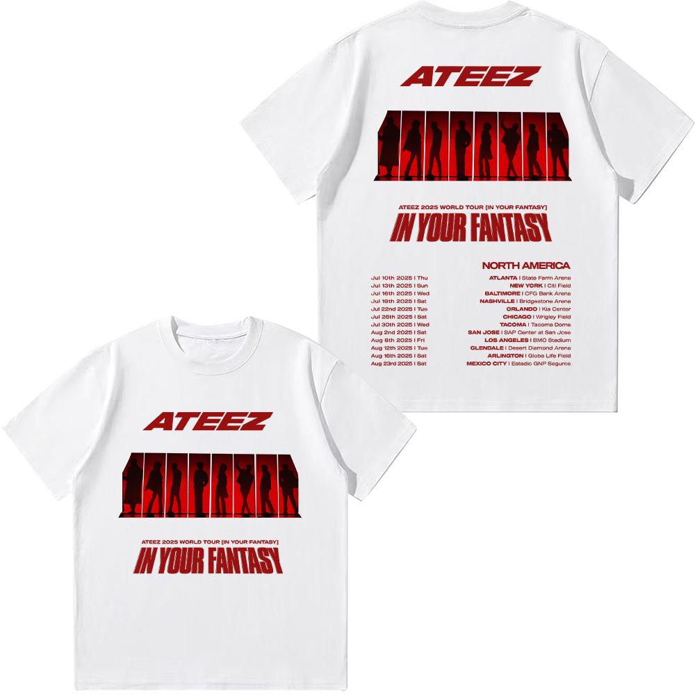 Ateez 2025 World Tour In Fantasy T Shirt ATEEZ In Treasure Shirt Female Cotton Summer New T-shirts Unisex High Quality Soft Tees
