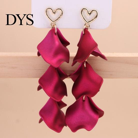 Women Vacation Earrings 1 Pair Hanging Flower Shape Bohemian Style Petal Tassel Hollow Heart Lady Ear Jewelry Prom Beach Dangle Long