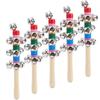 5Pcs Wooden Jingle Hand Bells Rainbow Stick Shaker Rattle Party Favors Percussion Instruments For Kids Baby Musical Toys
